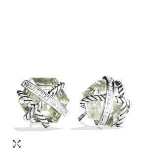 David Yurman cable wrap earrings with gemstone and diamonds
